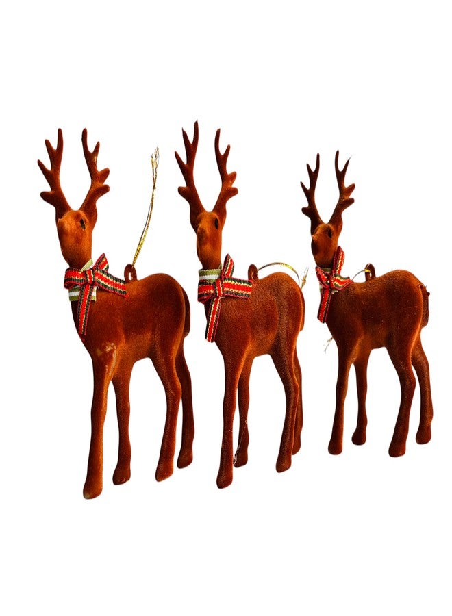 PartyToko 3pcs Cute Christmas Reindeer Christmas Tabletop Decorations Xmas Centerpiece, Rustic Reindeer Sign Standing Elk Decor for ChristmasHome Shelf (Brown),Decorative Xmas Elk for Party Holiday - Image 2